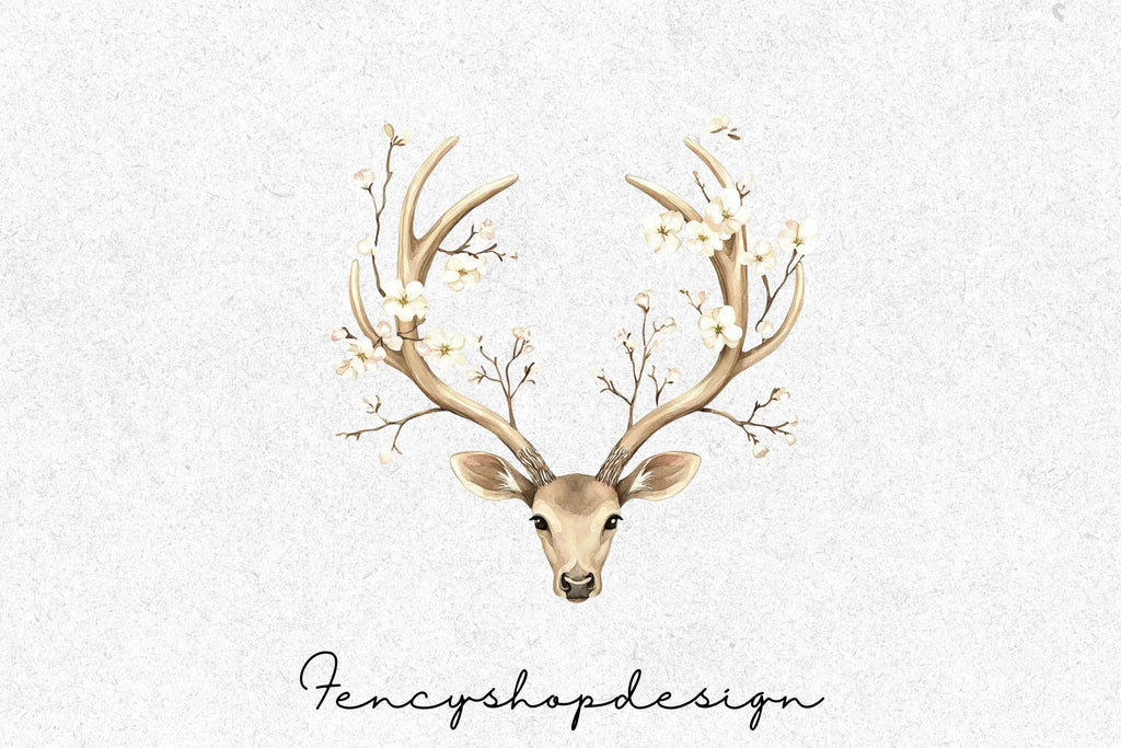 Elegant Deer Head Antlers Clipart Bundle