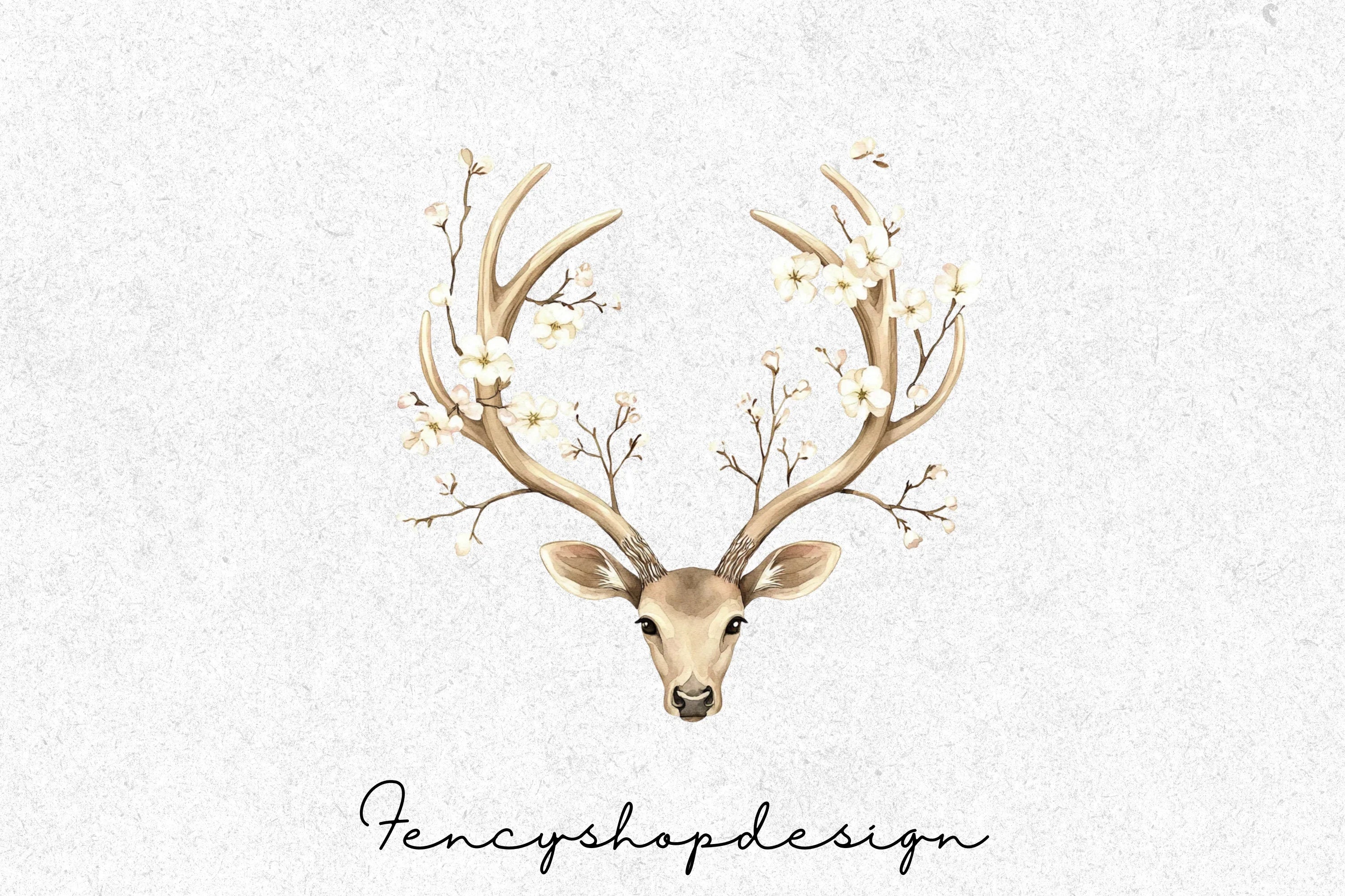 Elegant Deer Head Antlers Clipart Bundle