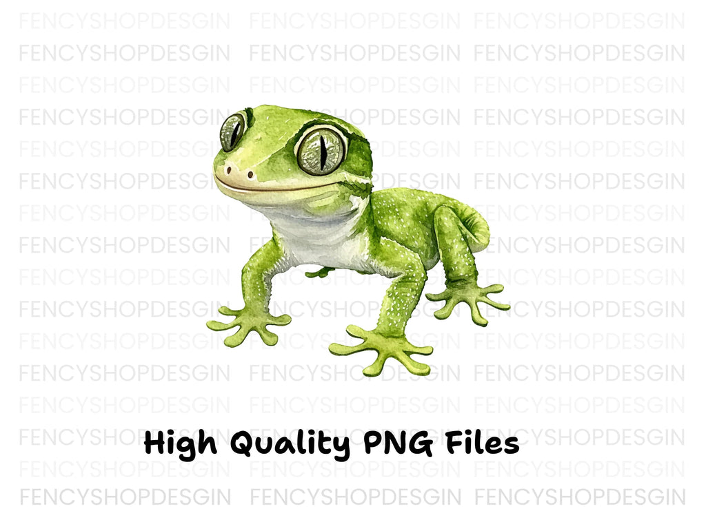 Cute Green Gecko Clipart Bundle