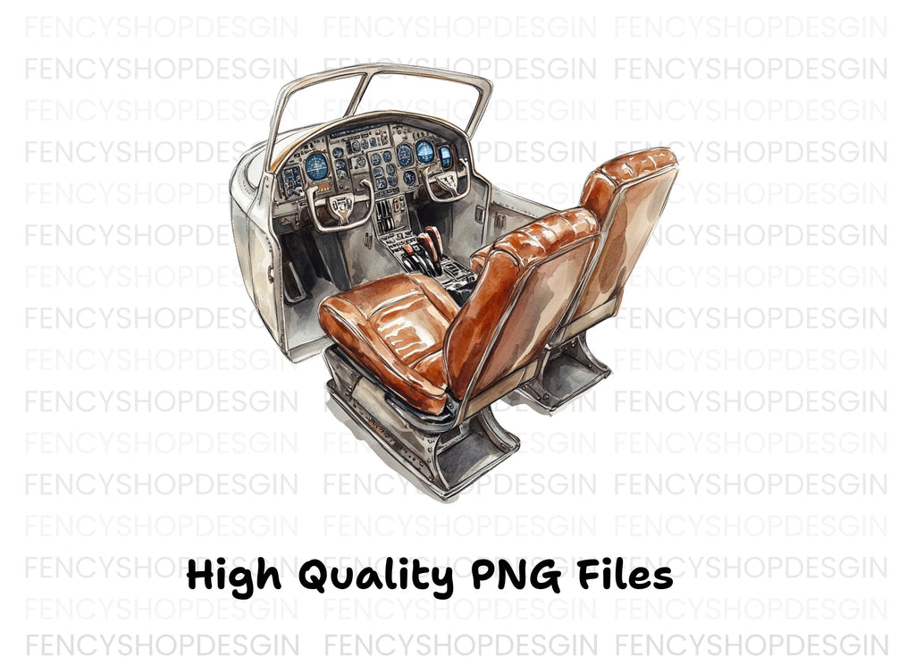 Vintage Airplane Cockpit Clipart Bundle