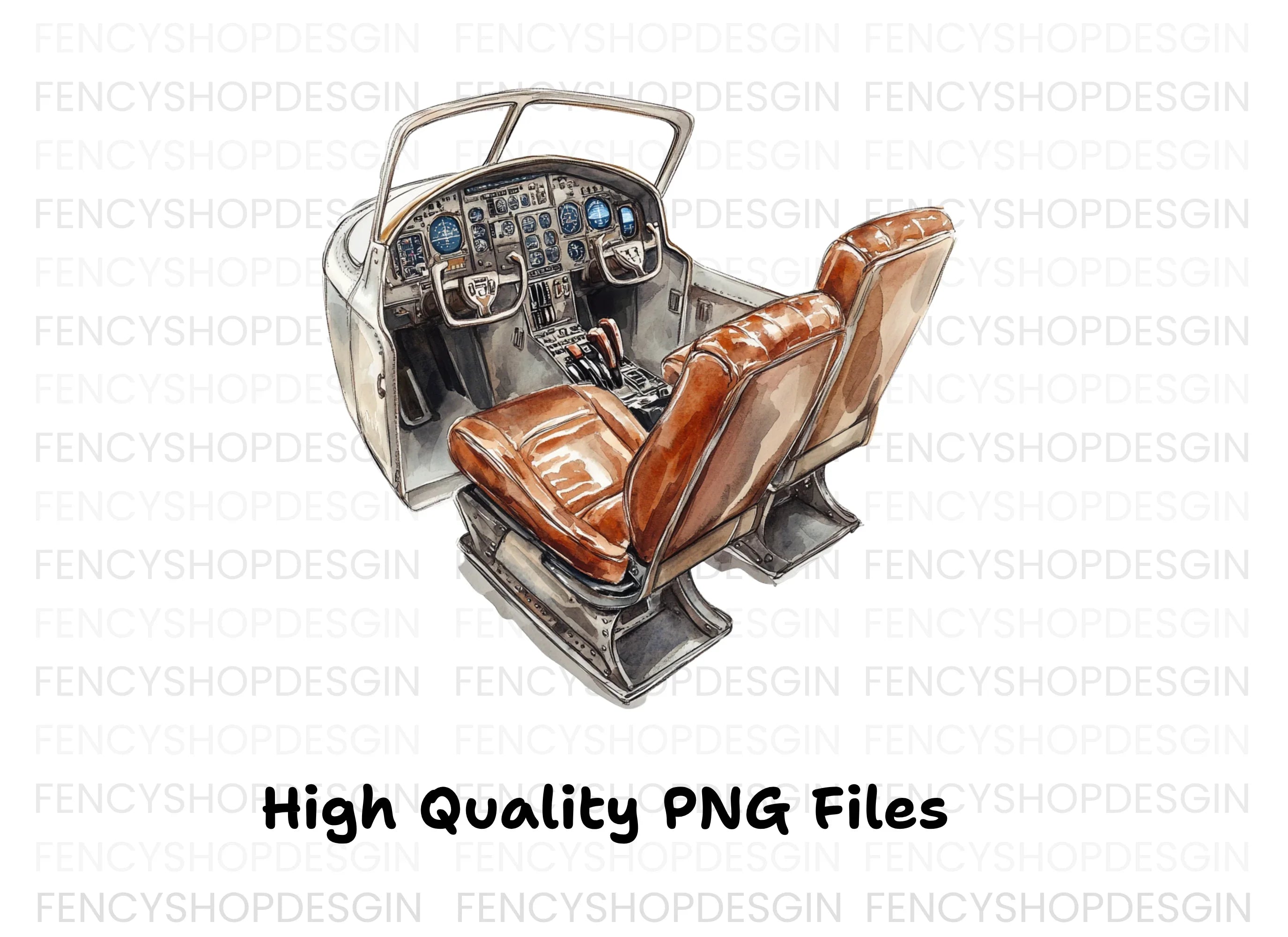 Vintage Airplane Cockpit Clipart Bundle