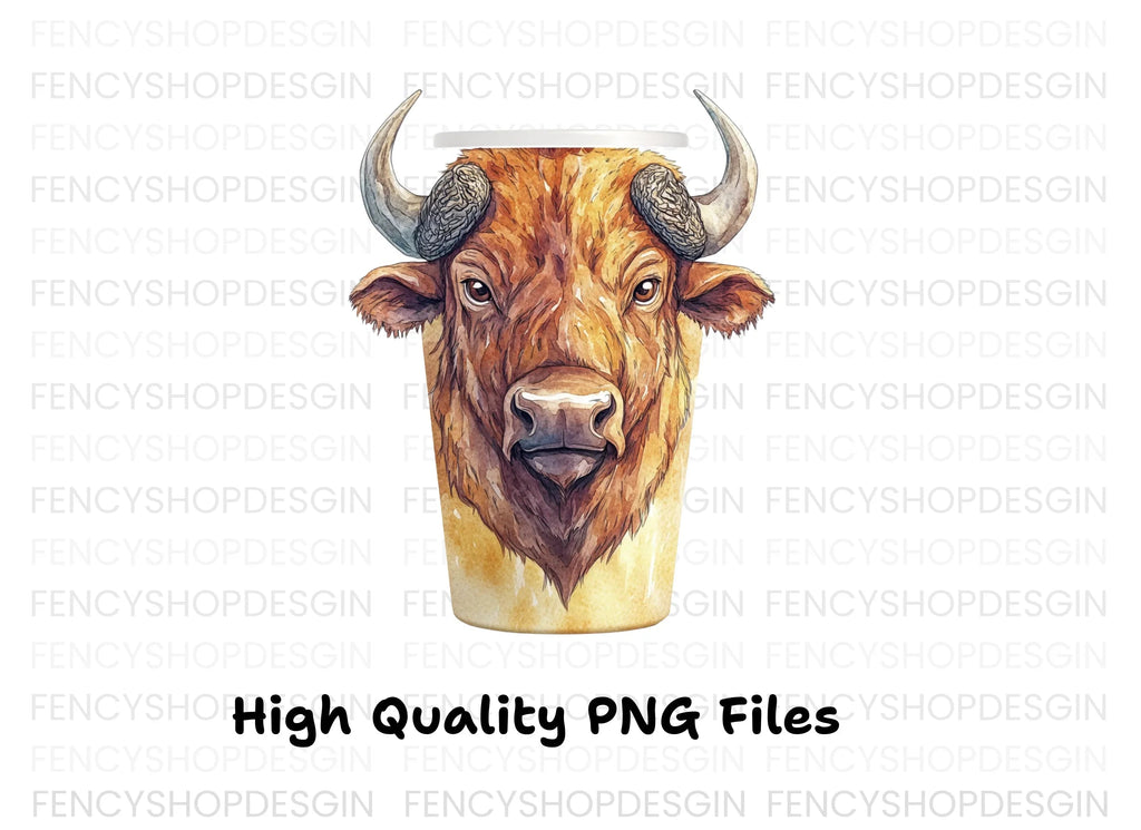 Bison Head Coffee Cup Clipart Bundle