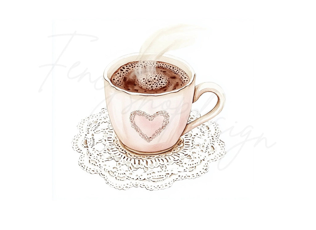 Heart Coffee Cups Clipart Bundle