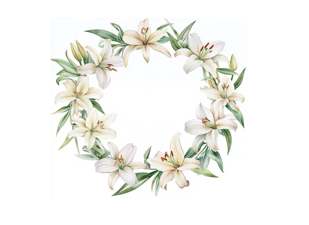 Colorful Lily Wreath Clipart Bundle