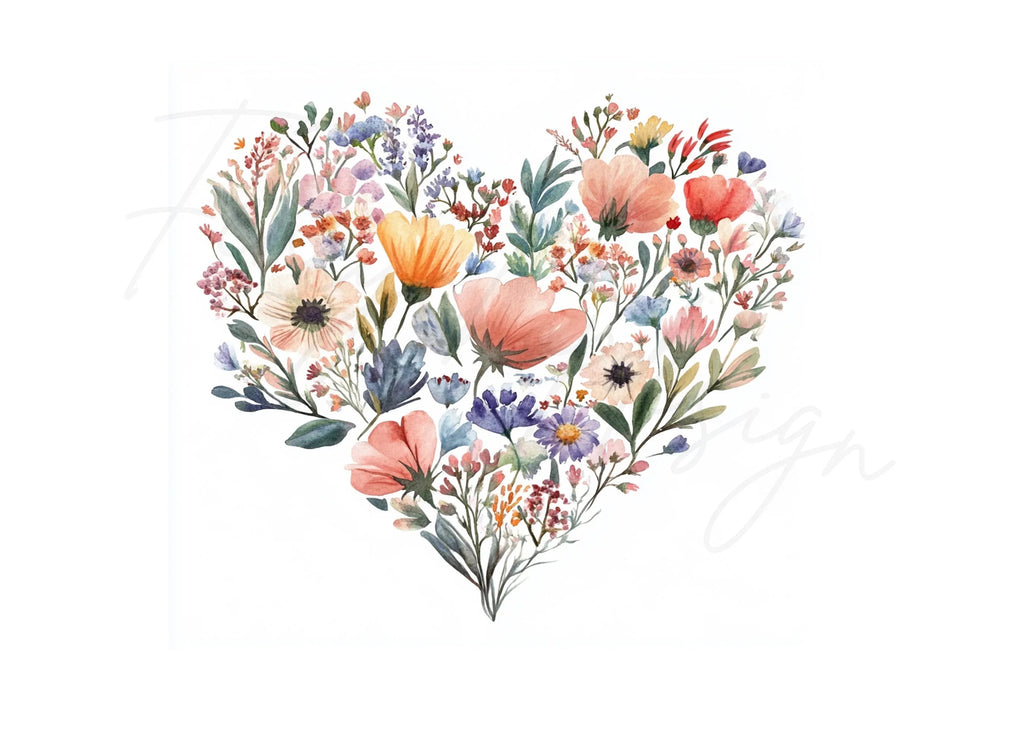 Delicate Floral Heart Clipart Bundle