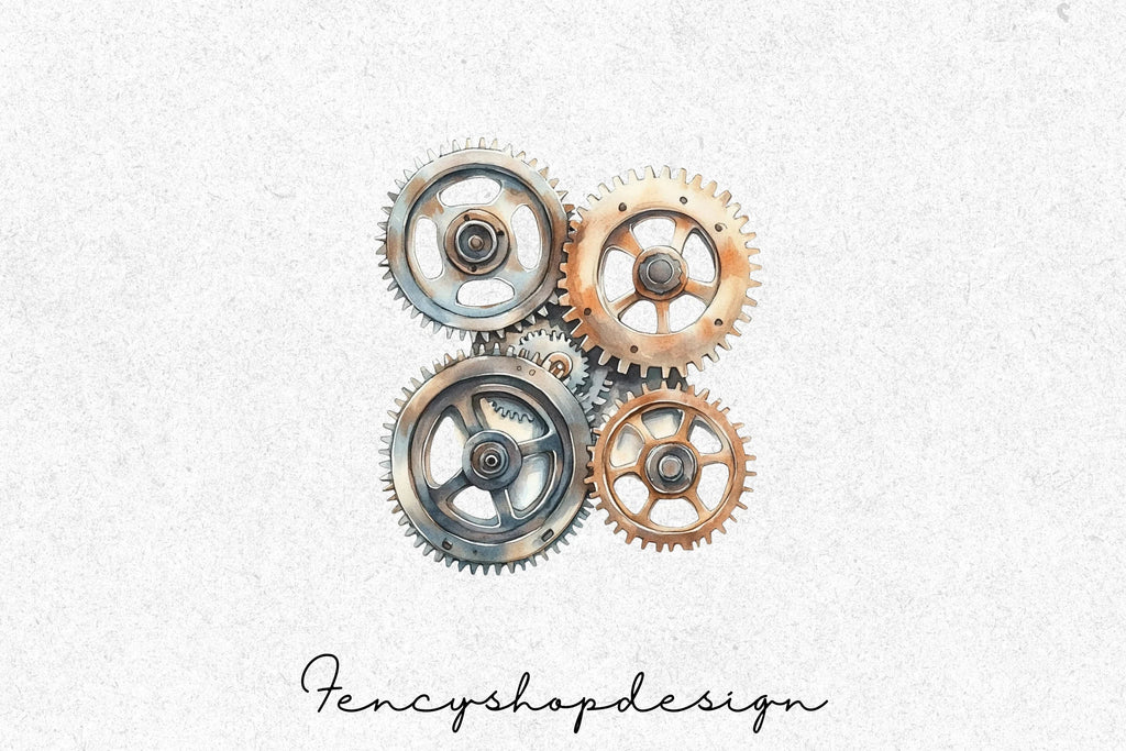 Vintage Steampunk Gears Clipart Bundle