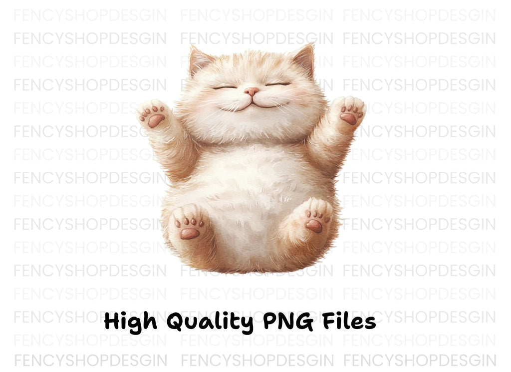Chubby Happy Cat Clipart Bundle
