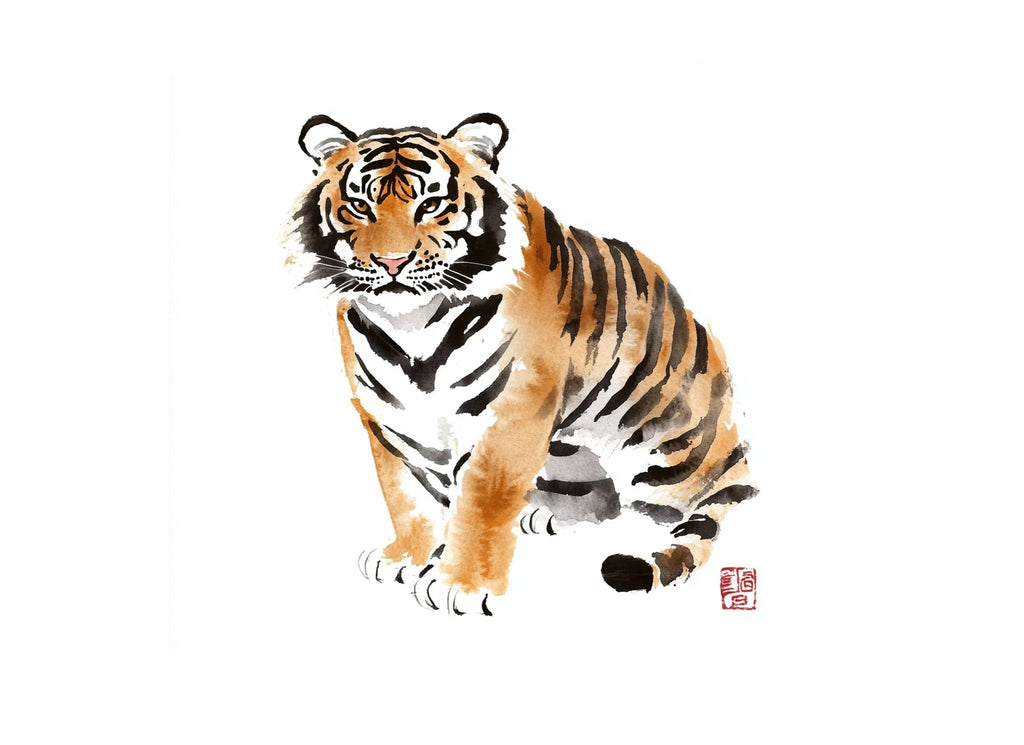 Ink Wash Tiger Clipart Bundle
