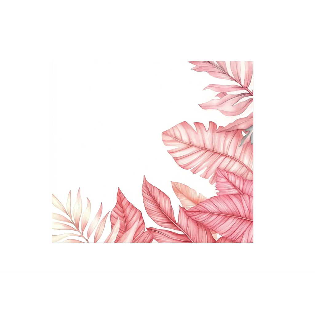 Pink Tropical Leaves Clipart Bundle