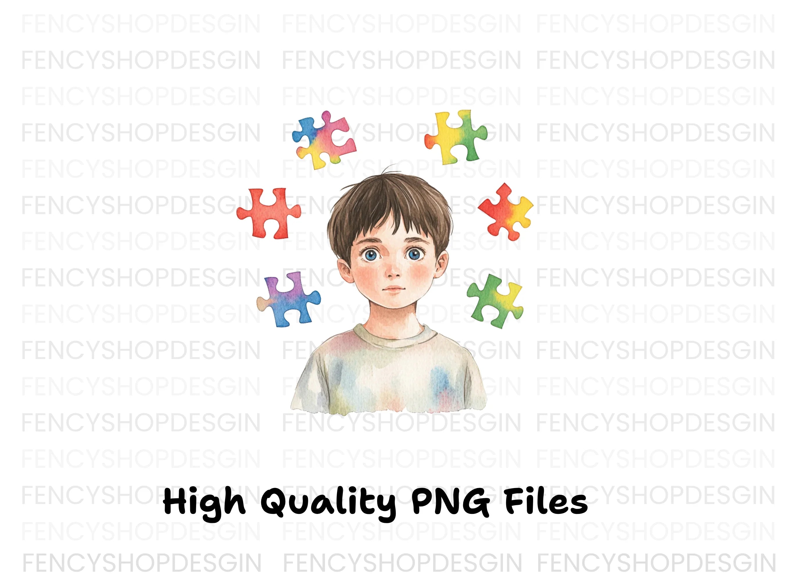 Boy with Puzzle Pieces Clipart Bundle