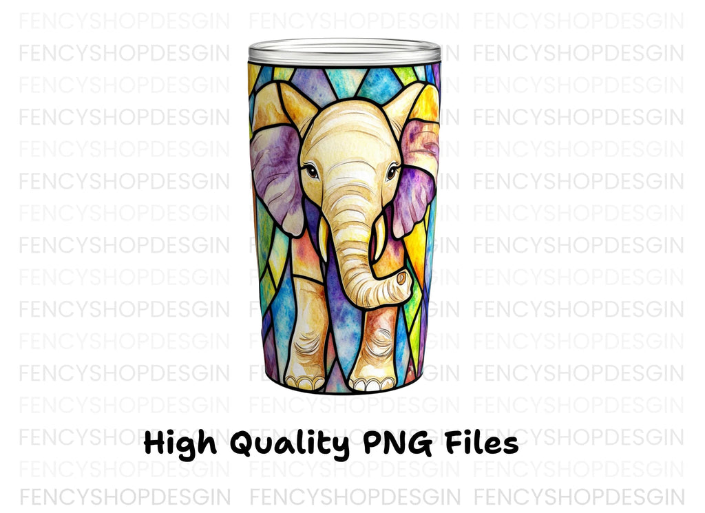 Stained Glass Elephant Clipart Bundle
