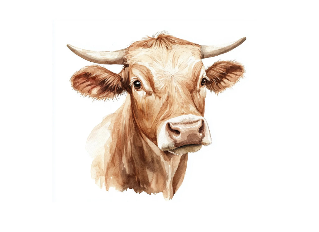 Brown Cow Head Clipart Bundle