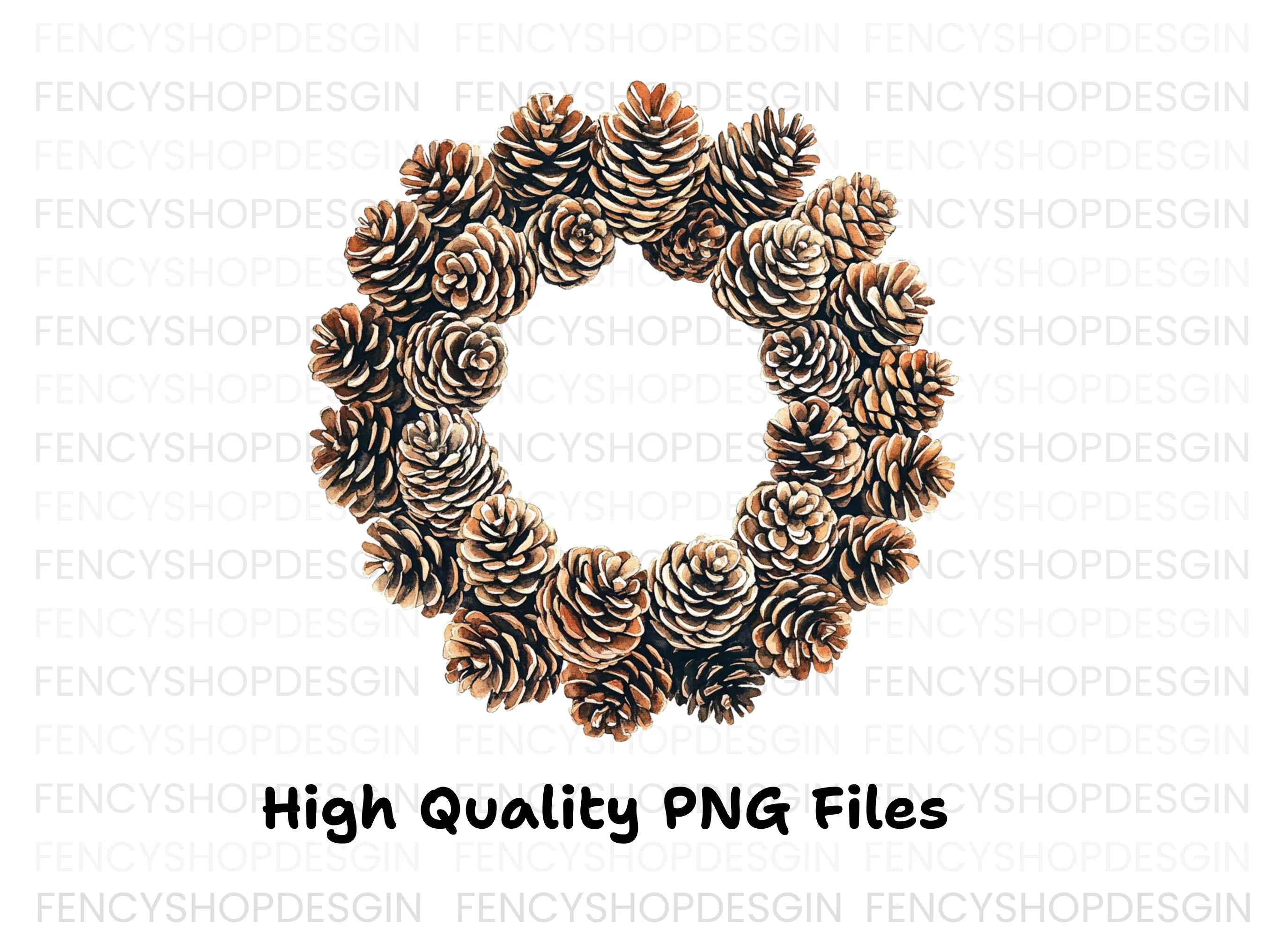 Pine Cone Wreath Clipart Bundle