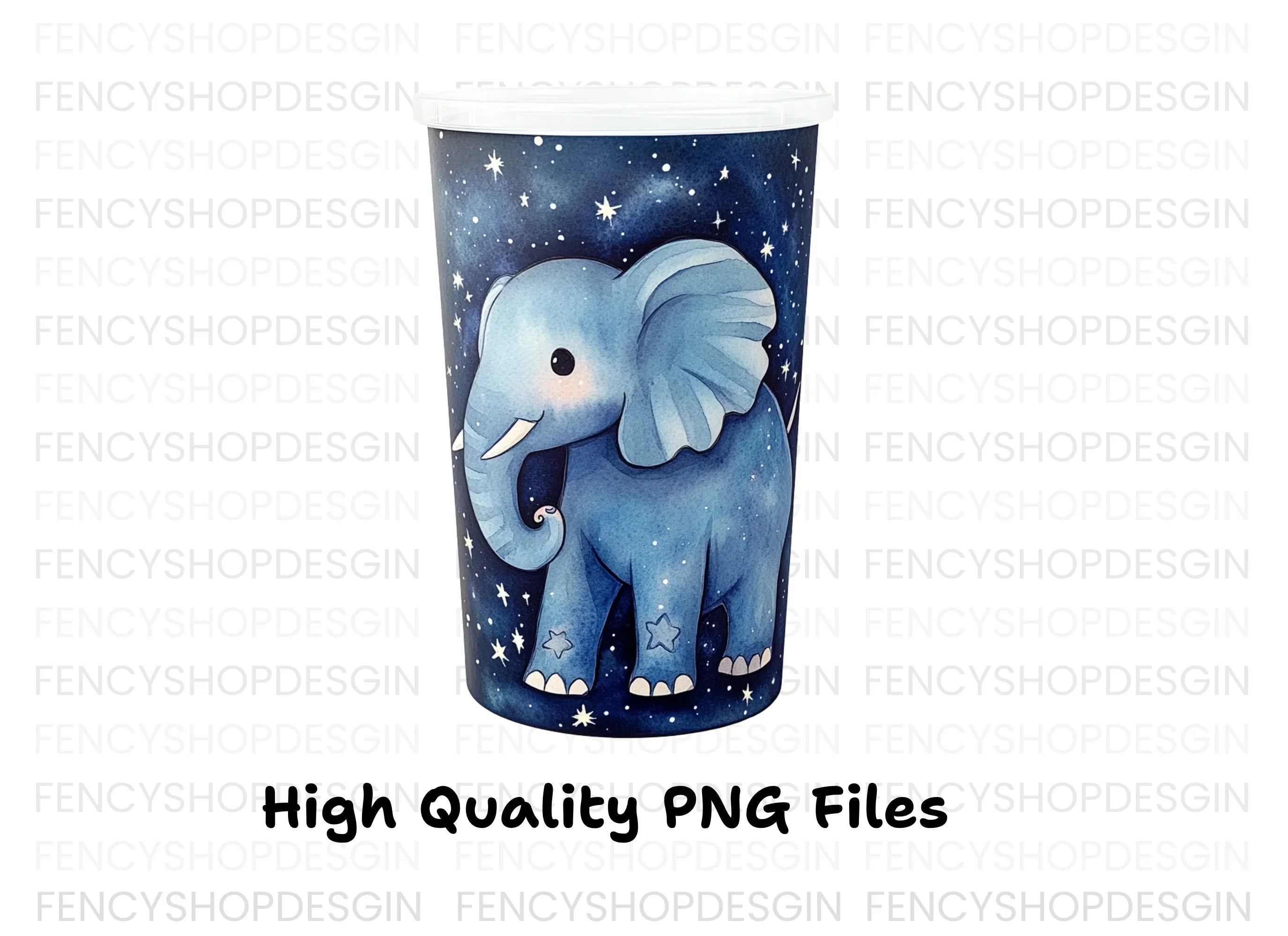 Cute Elephant in Starry Night Clipart Bundle