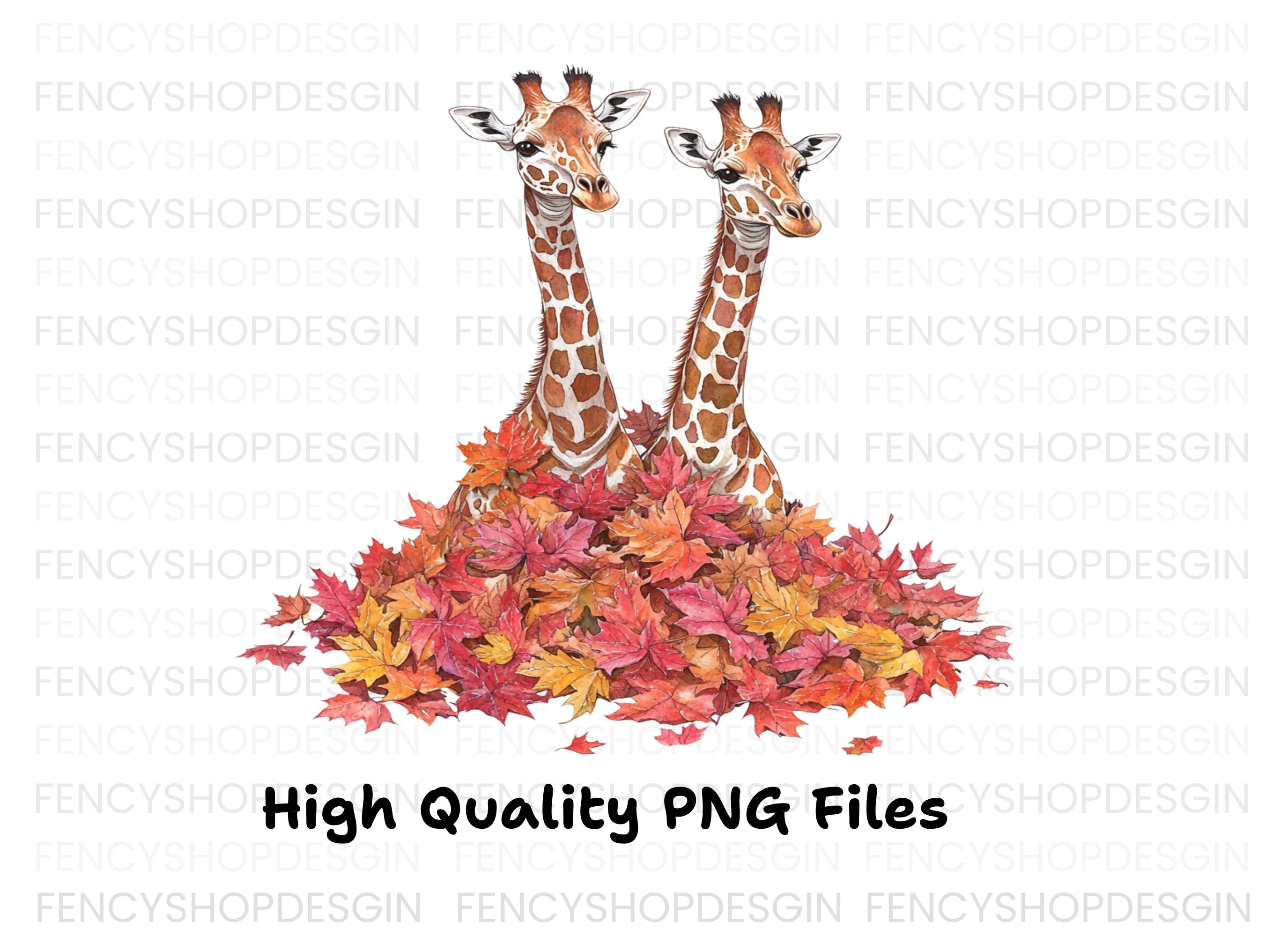 Autumn Giraffe Clipart Bundle