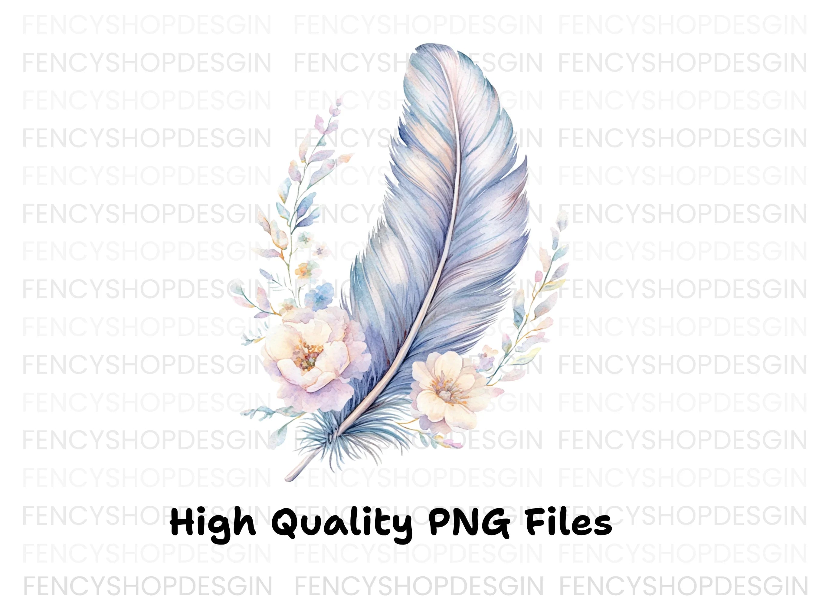 Boho Feather and Floral Clipart Bundle