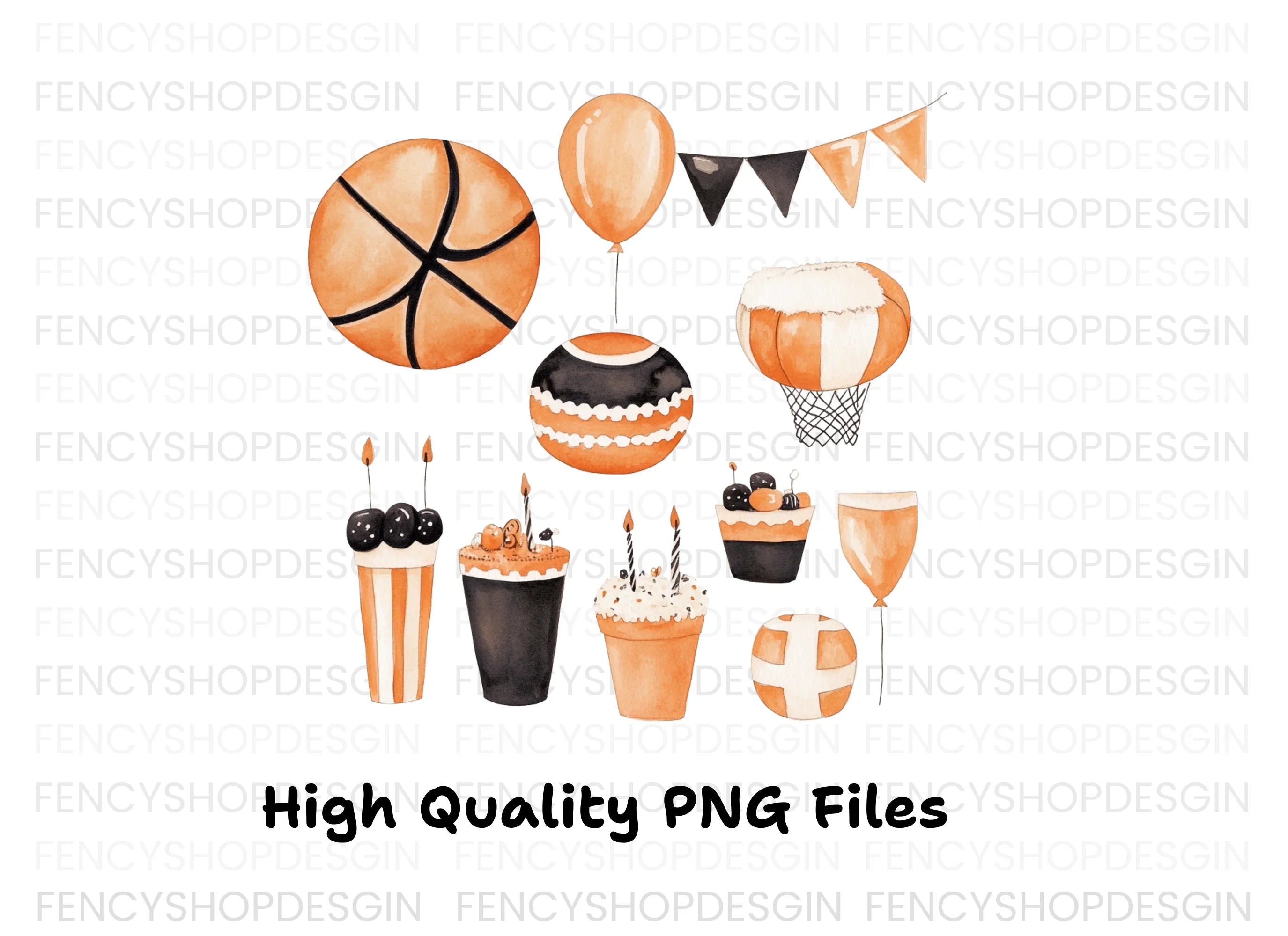 Basketball Party Elements Clipart Bundle