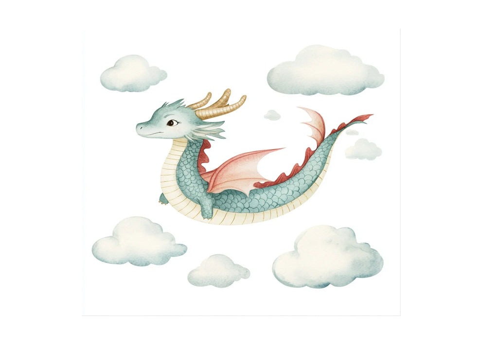 Flying Dragon and Clouds Clipart Bundle