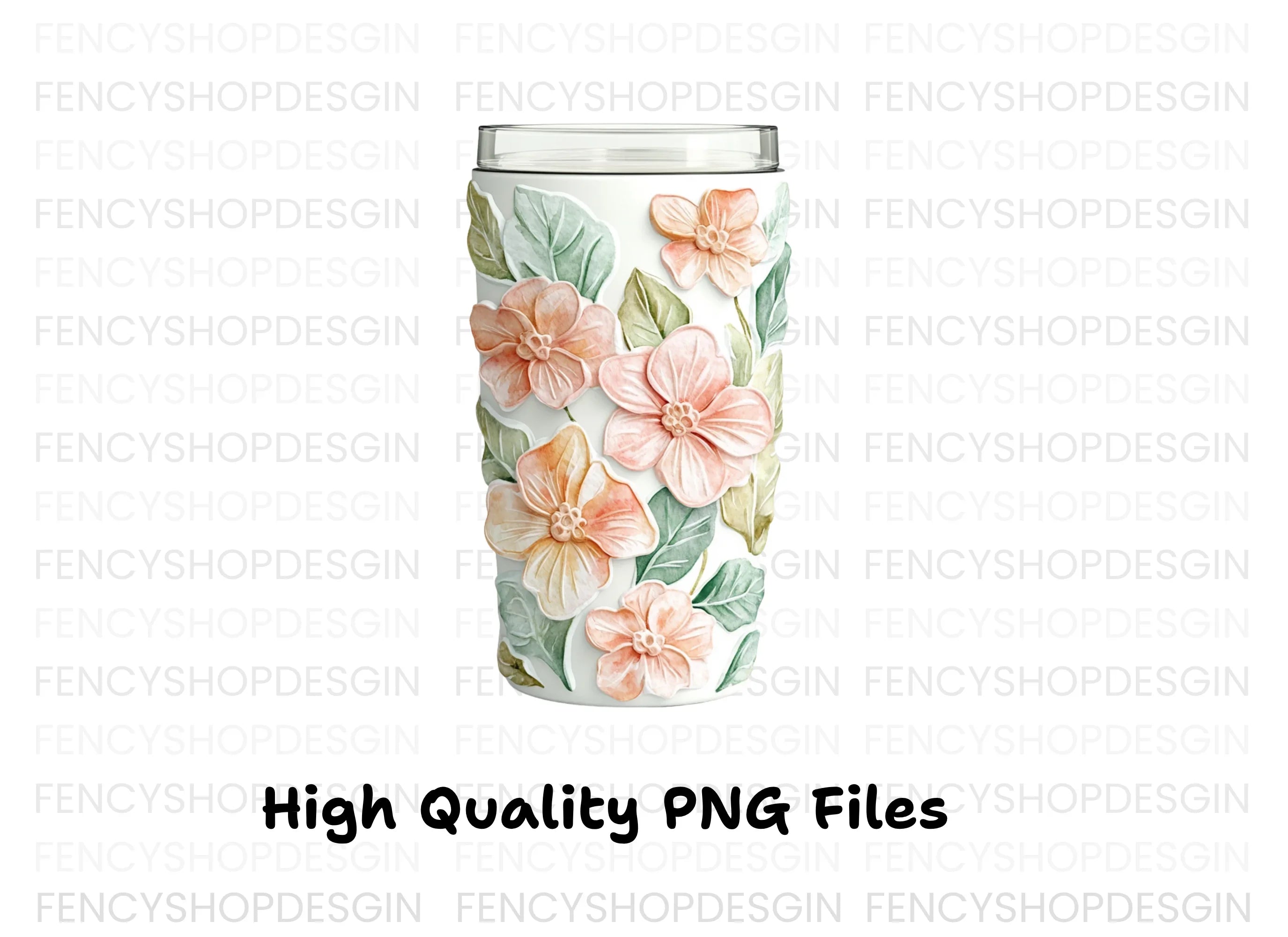 Charming Peach Floral Tumbler Clipart Bundle