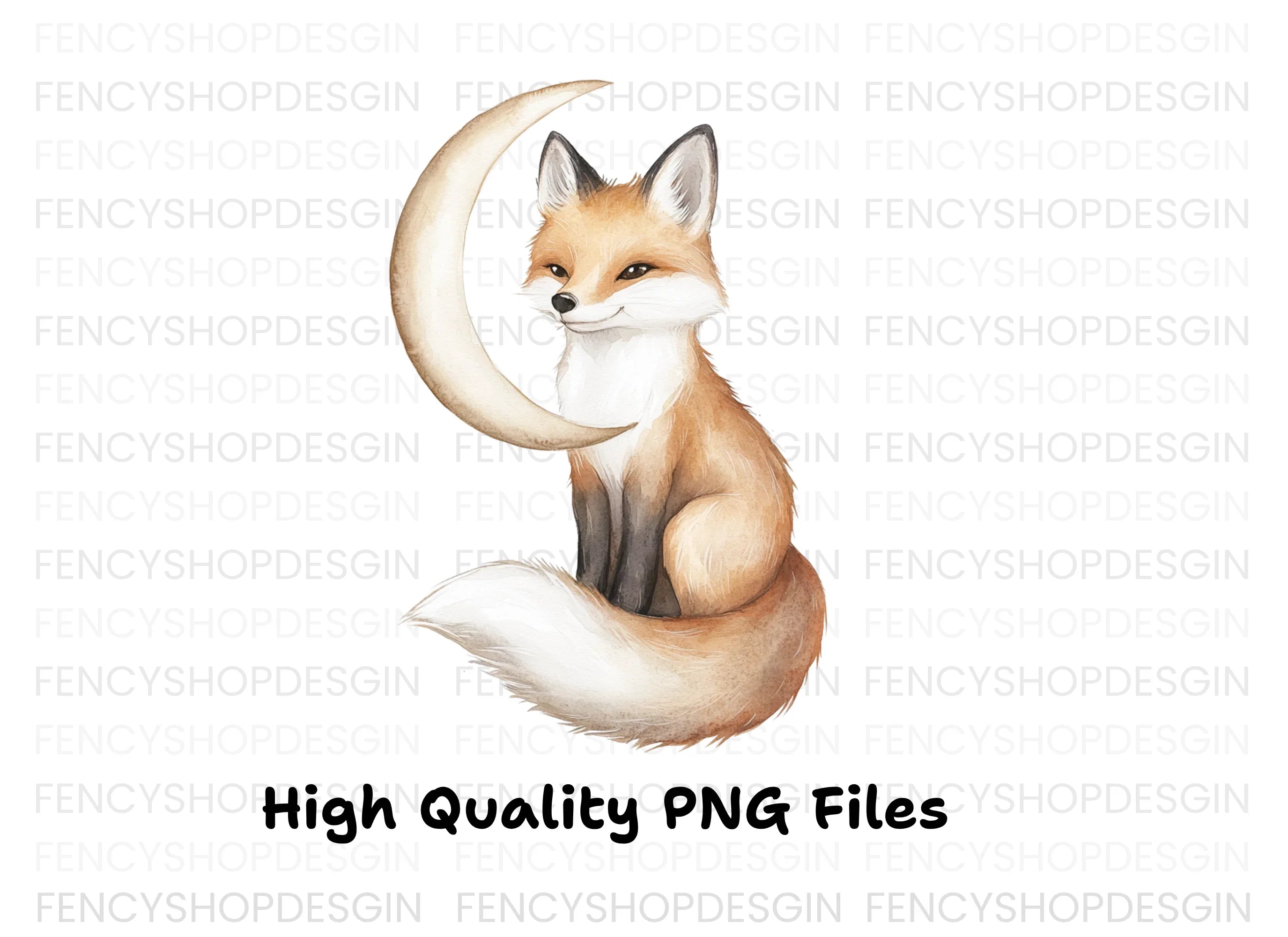 Cute Fox and Moon Clipart Bundle