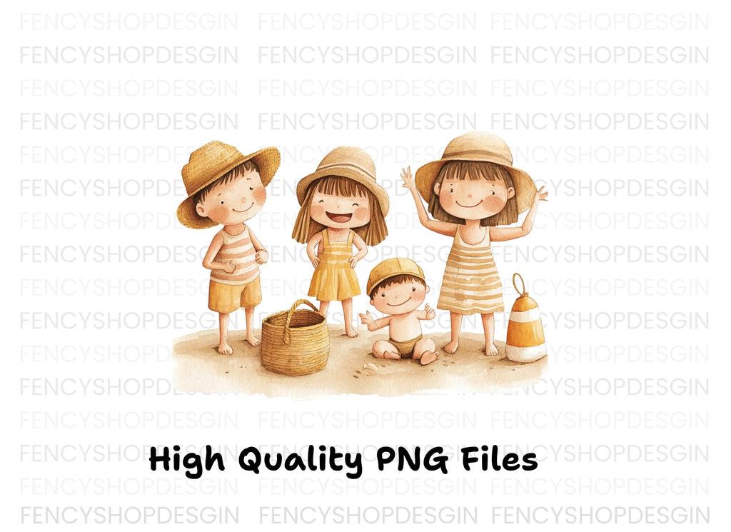Happy Family Beach Day Clipart Bundle