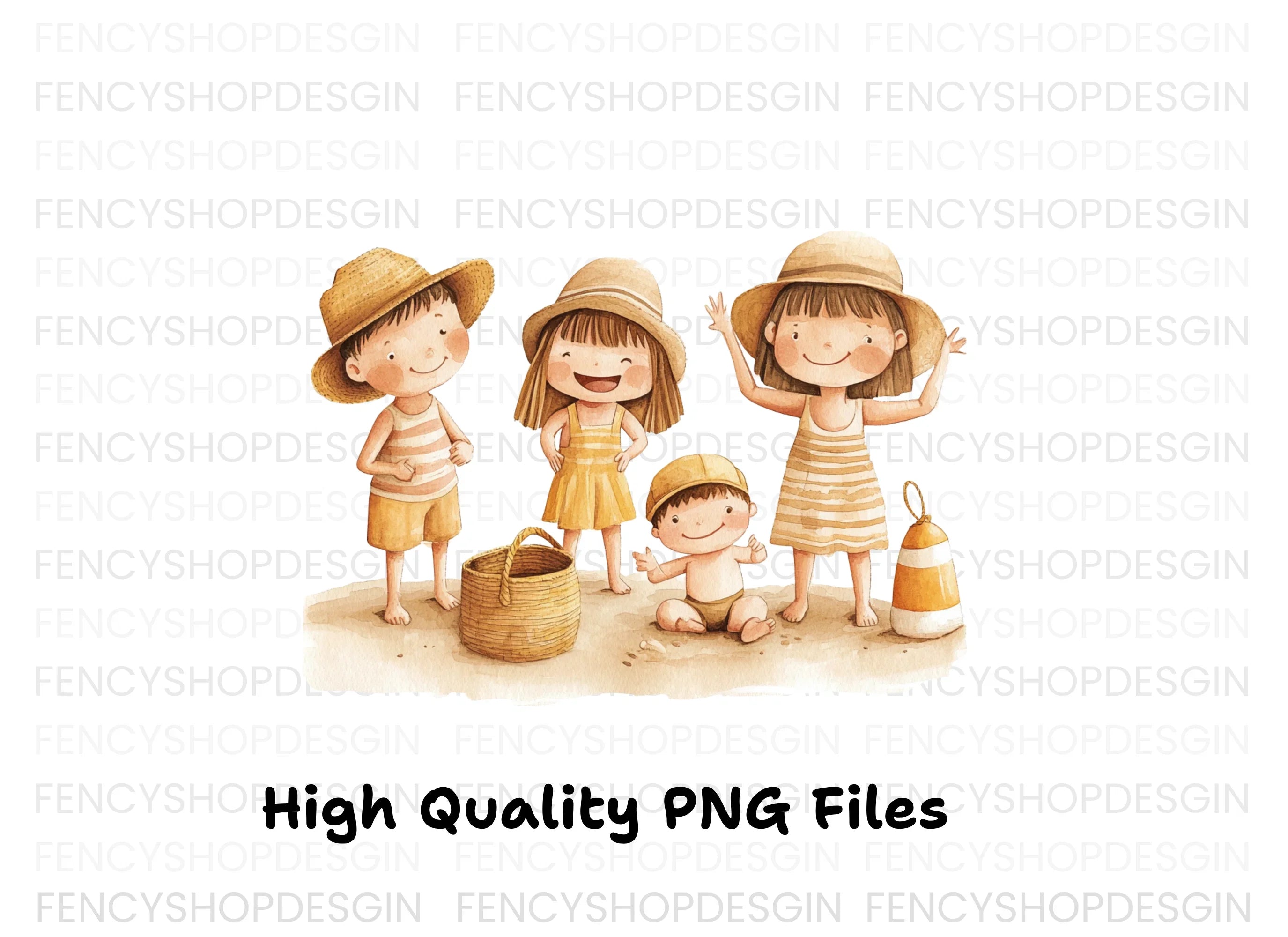 Happy Family Beach Day Clipart Bundle