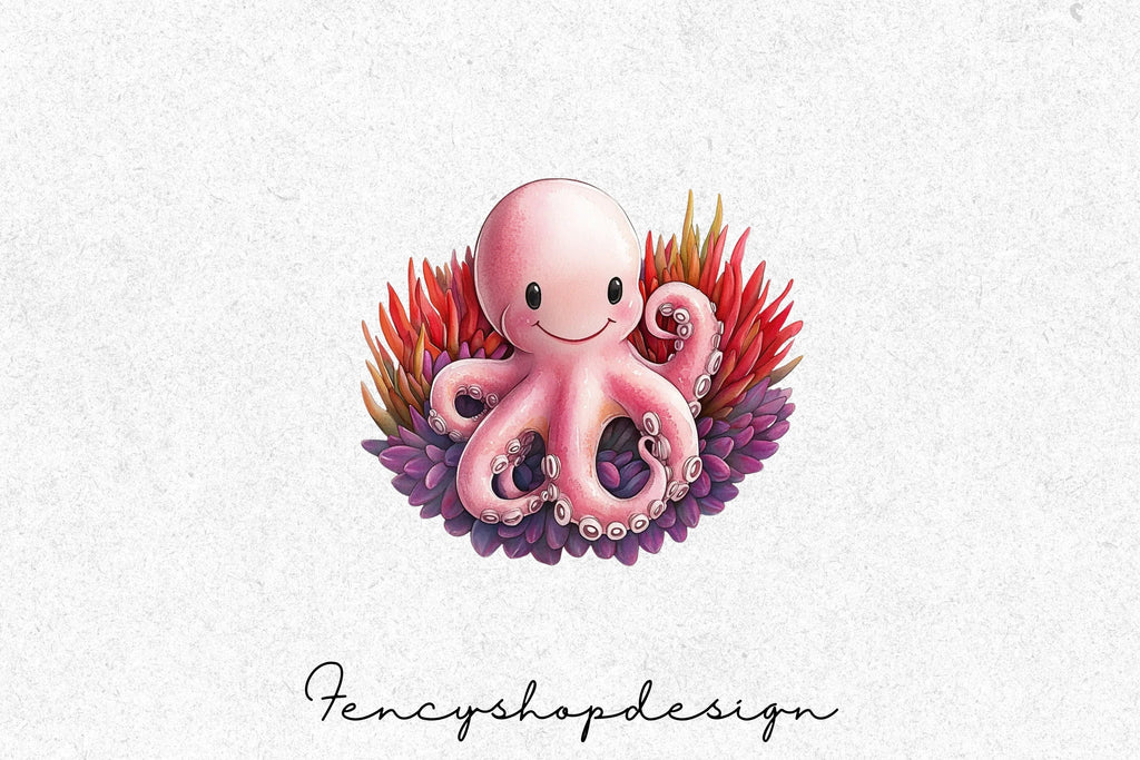 Cute Octopus Ocean Animal Clipart Bundle