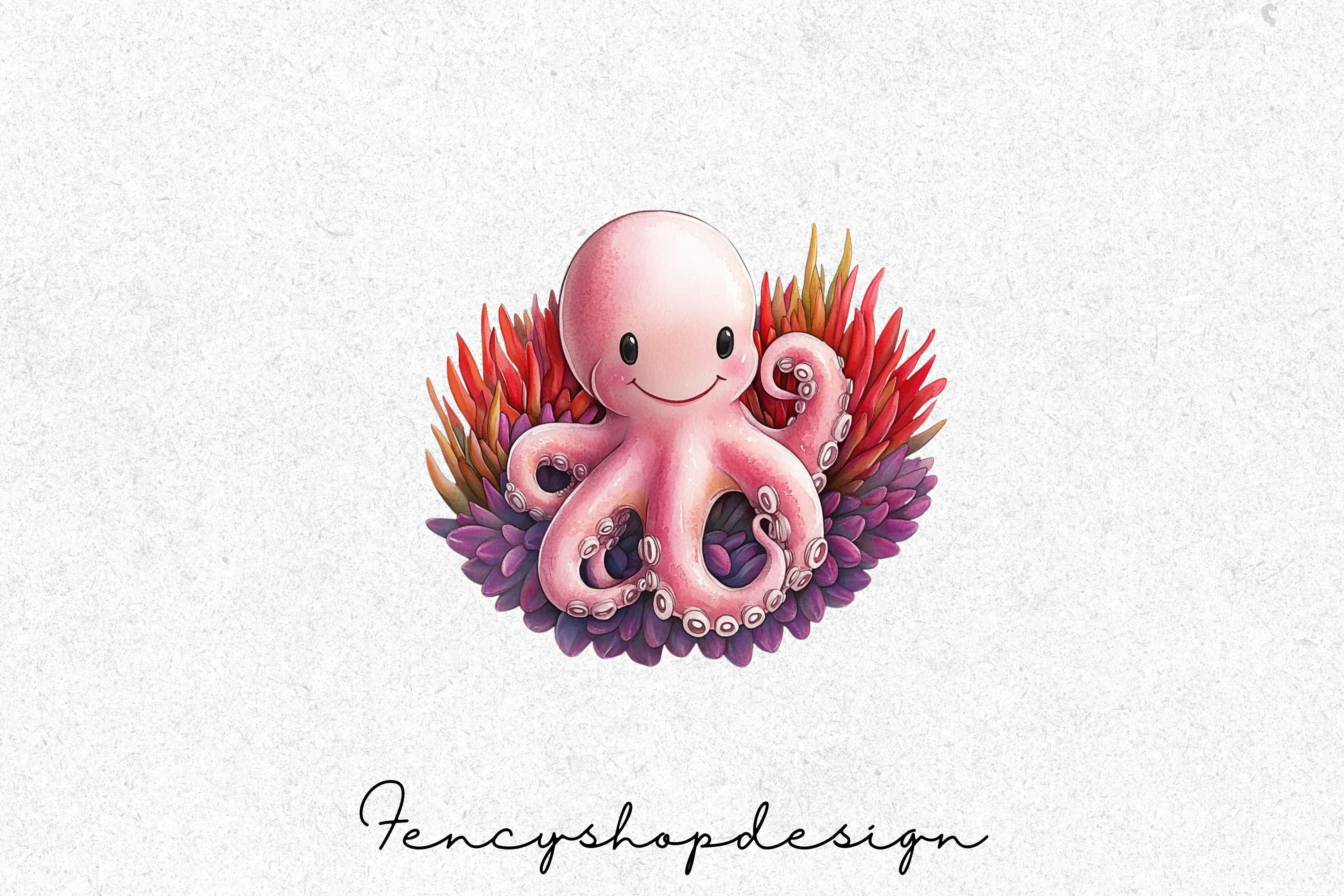 Cute Octopus Ocean Animal Clipart Bundle