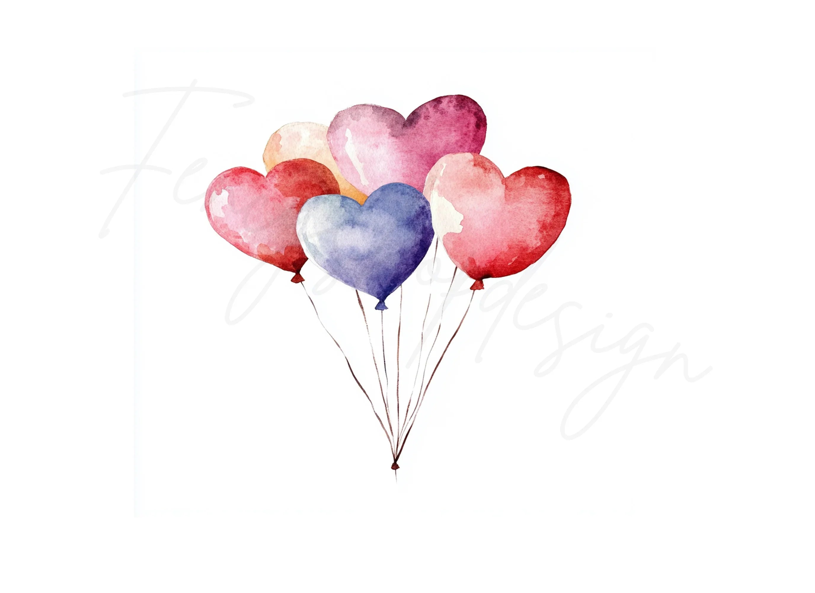 Heart Balloons Clipart Bundle