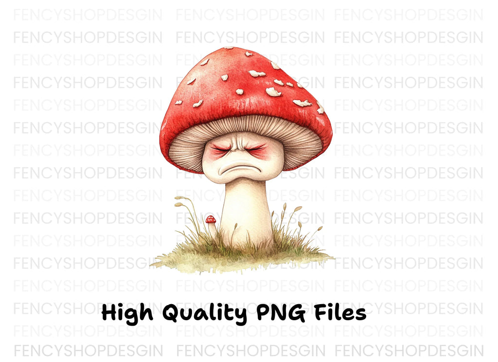 Grumpy Mushroom Clipart Bundle