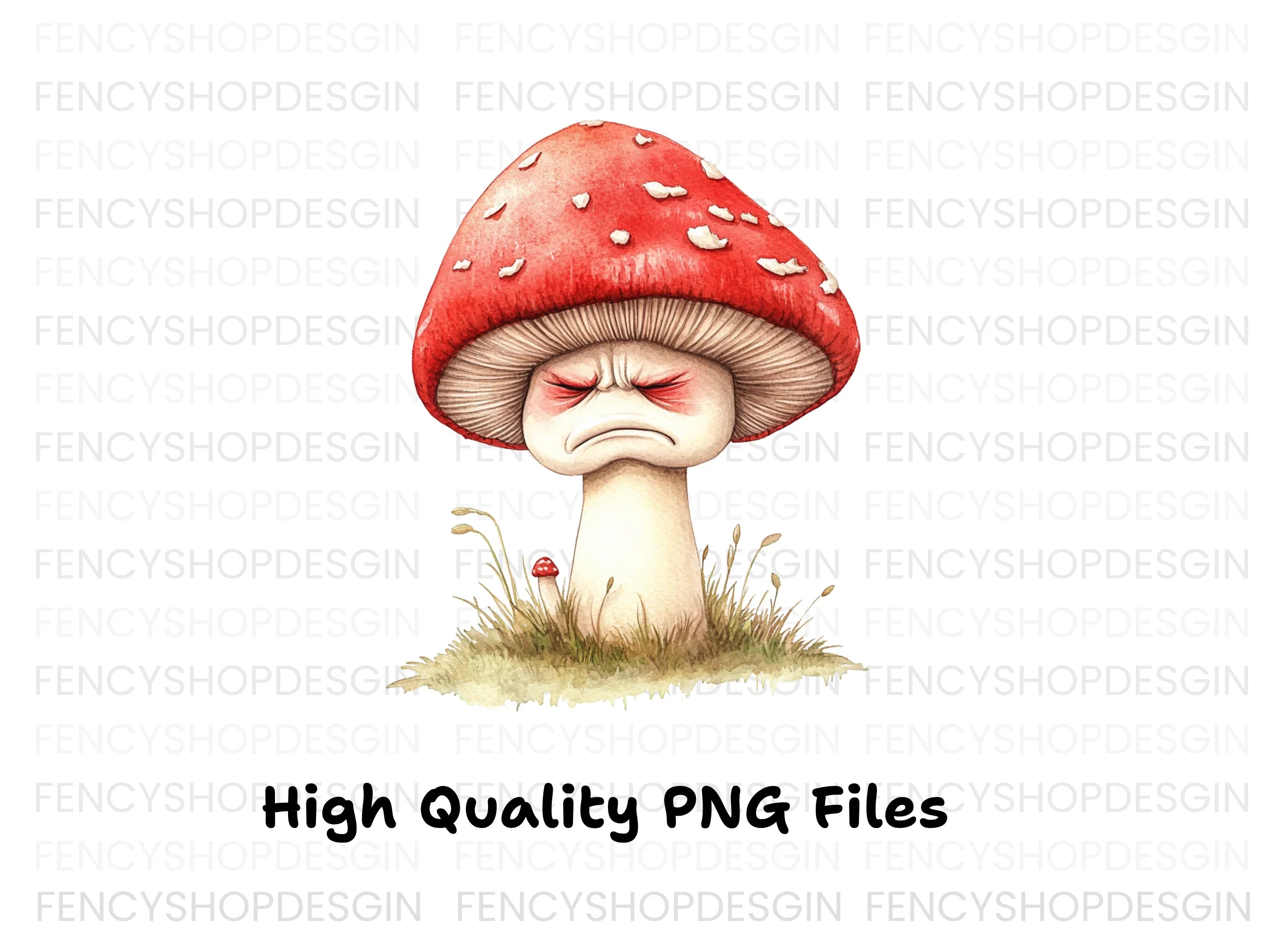 Grumpy Mushroom Clipart Bundle