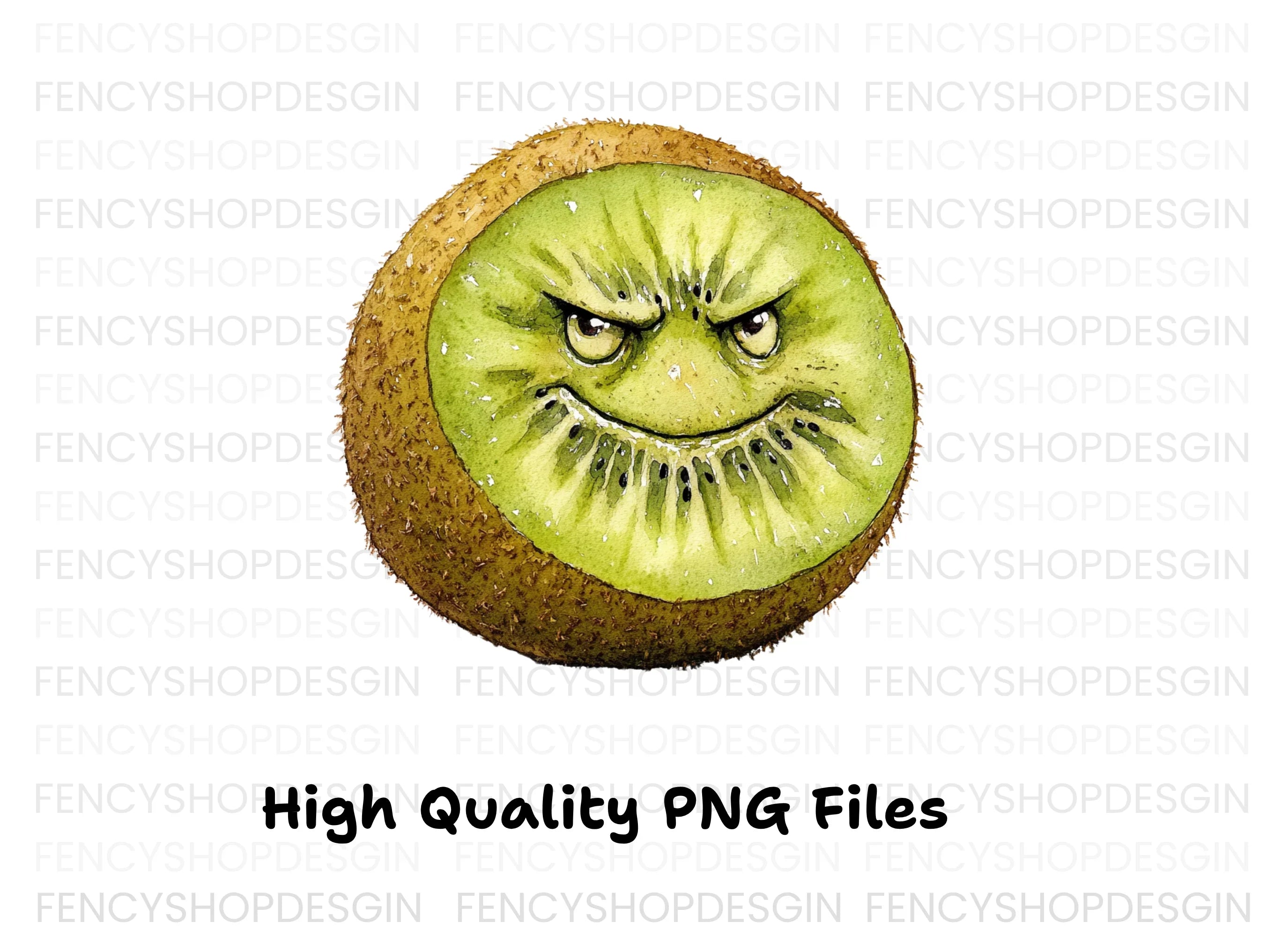 Funny Angry Kiwi Fruit Clipart Bundle