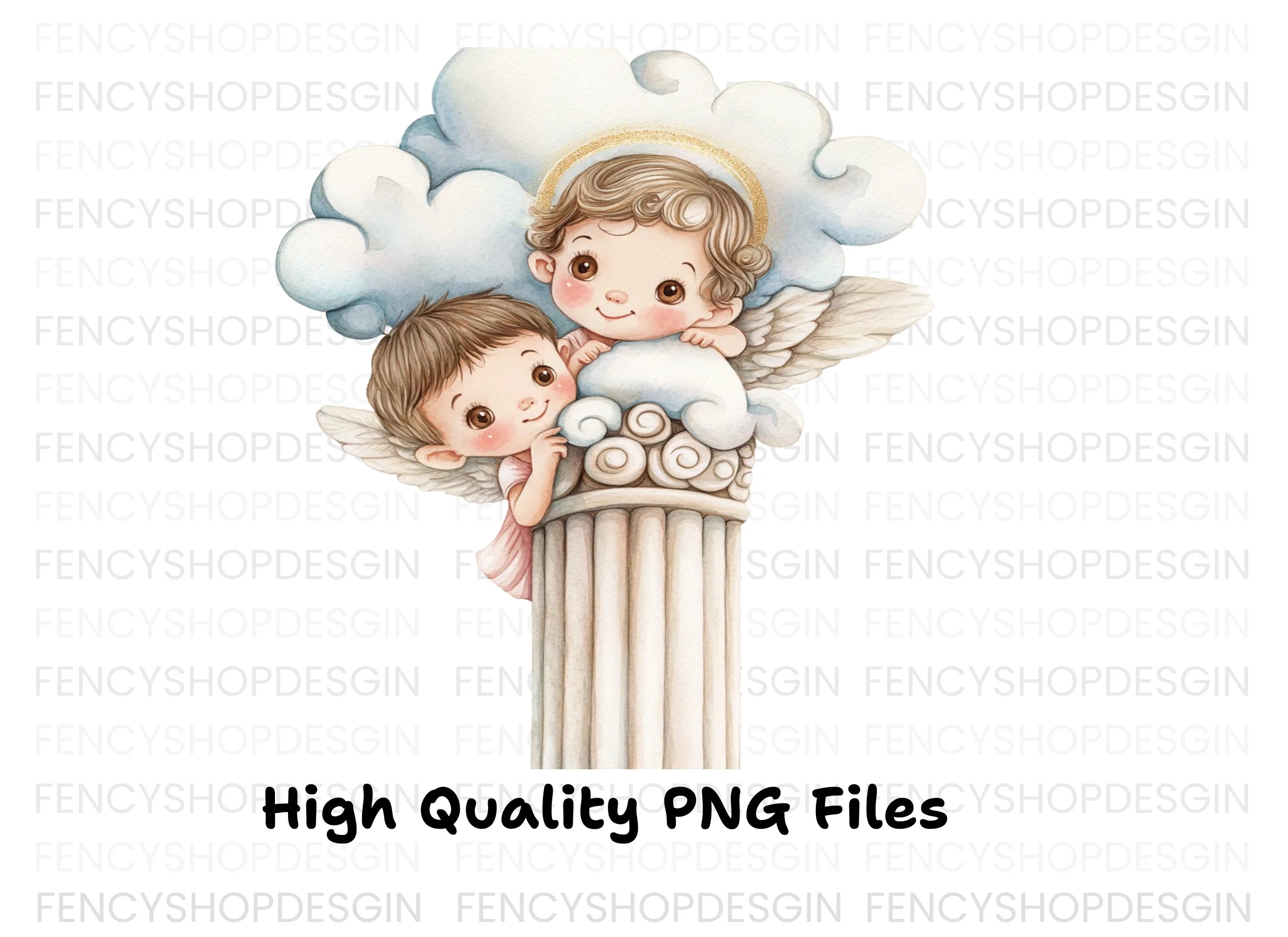 Angels on Pillars Clipart Bundle