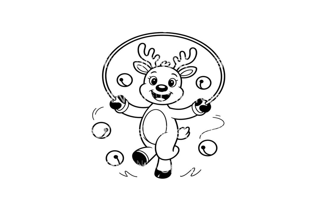 Playful Reindeer Jumping Rope Coloring Books