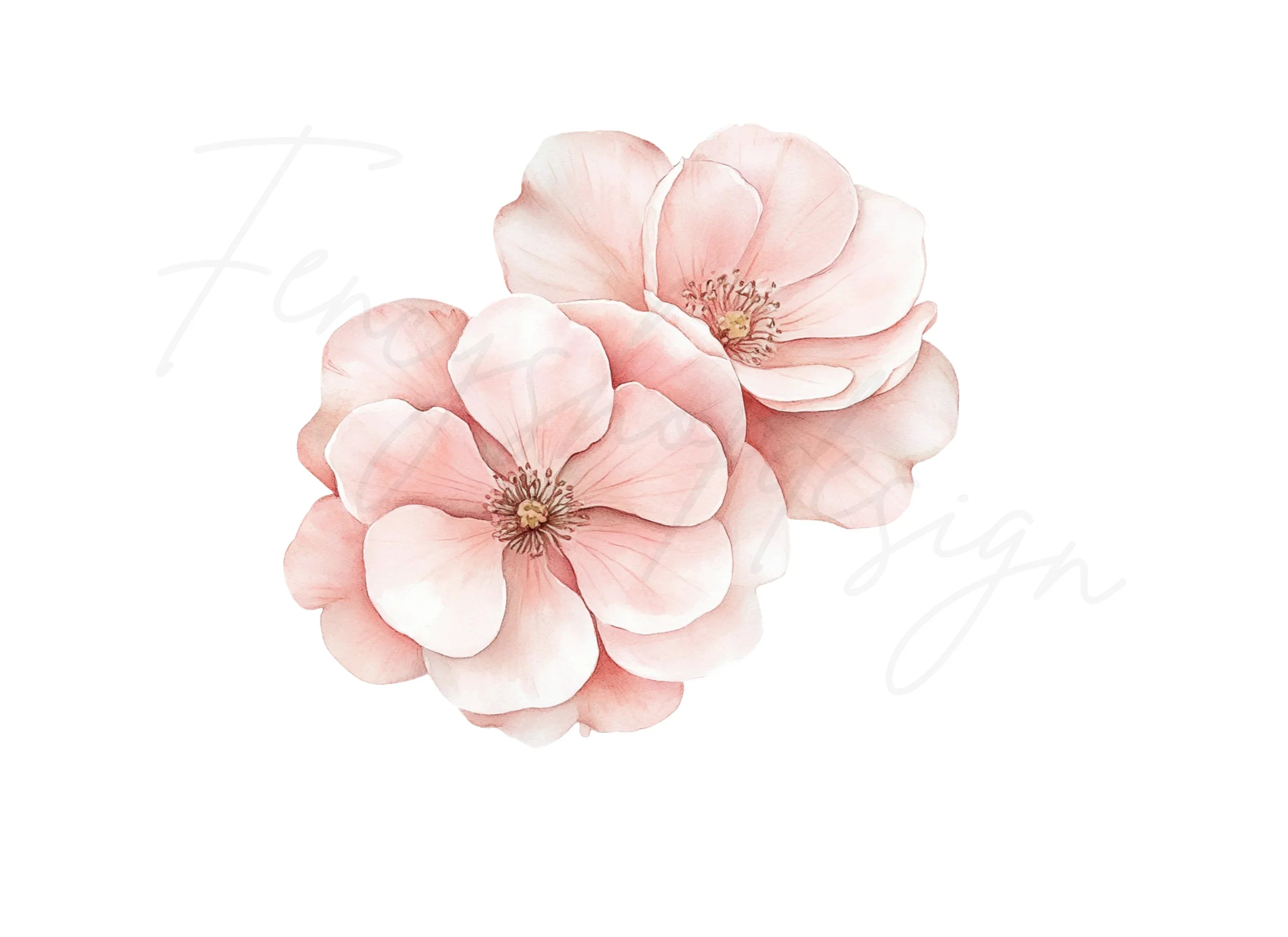 Blush Pink Flower Clipart Bundle
