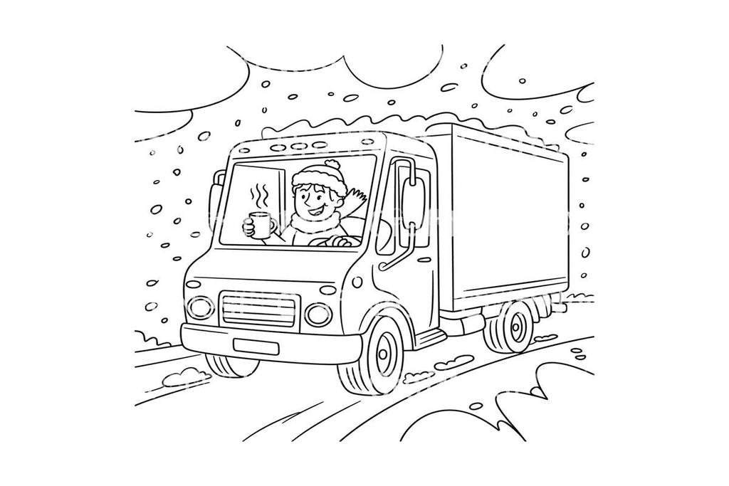 Winter Delivery TruckFun Coloring Books