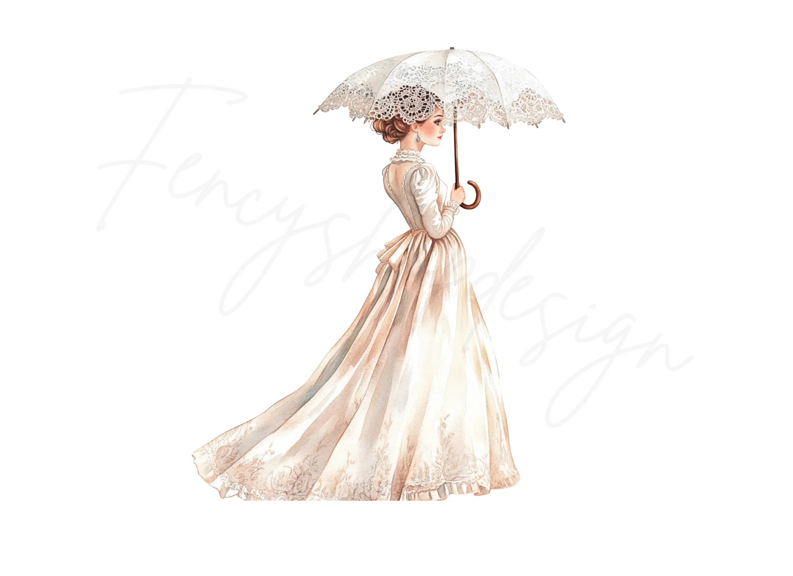 Victorian Ladies with Parasols Clipart Bundle