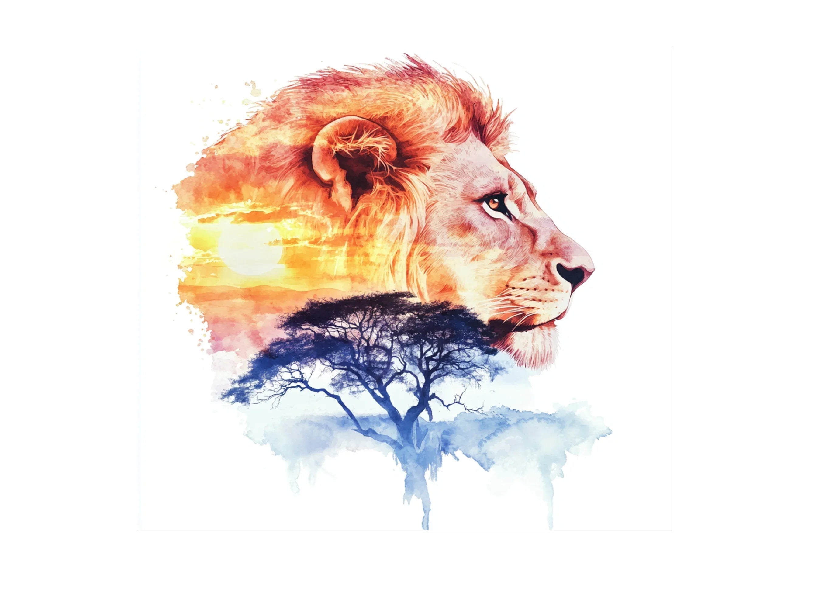 Lion and Acacia Tree Clipart Bundle