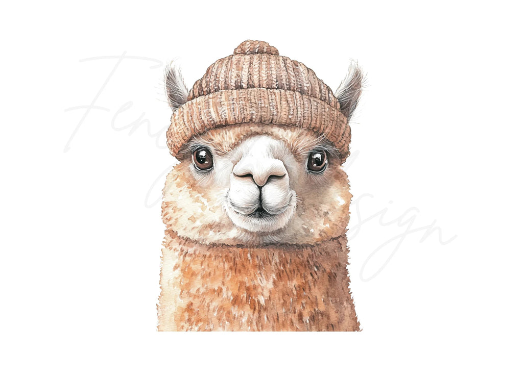 Cute Alpaca Winter Hat Clipart Bundle