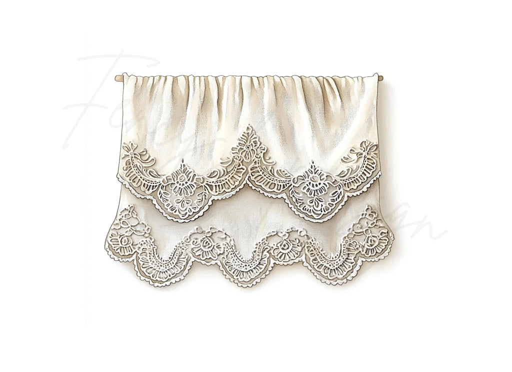 Elegant Lace Bedding and Curtains Clipart Bundle