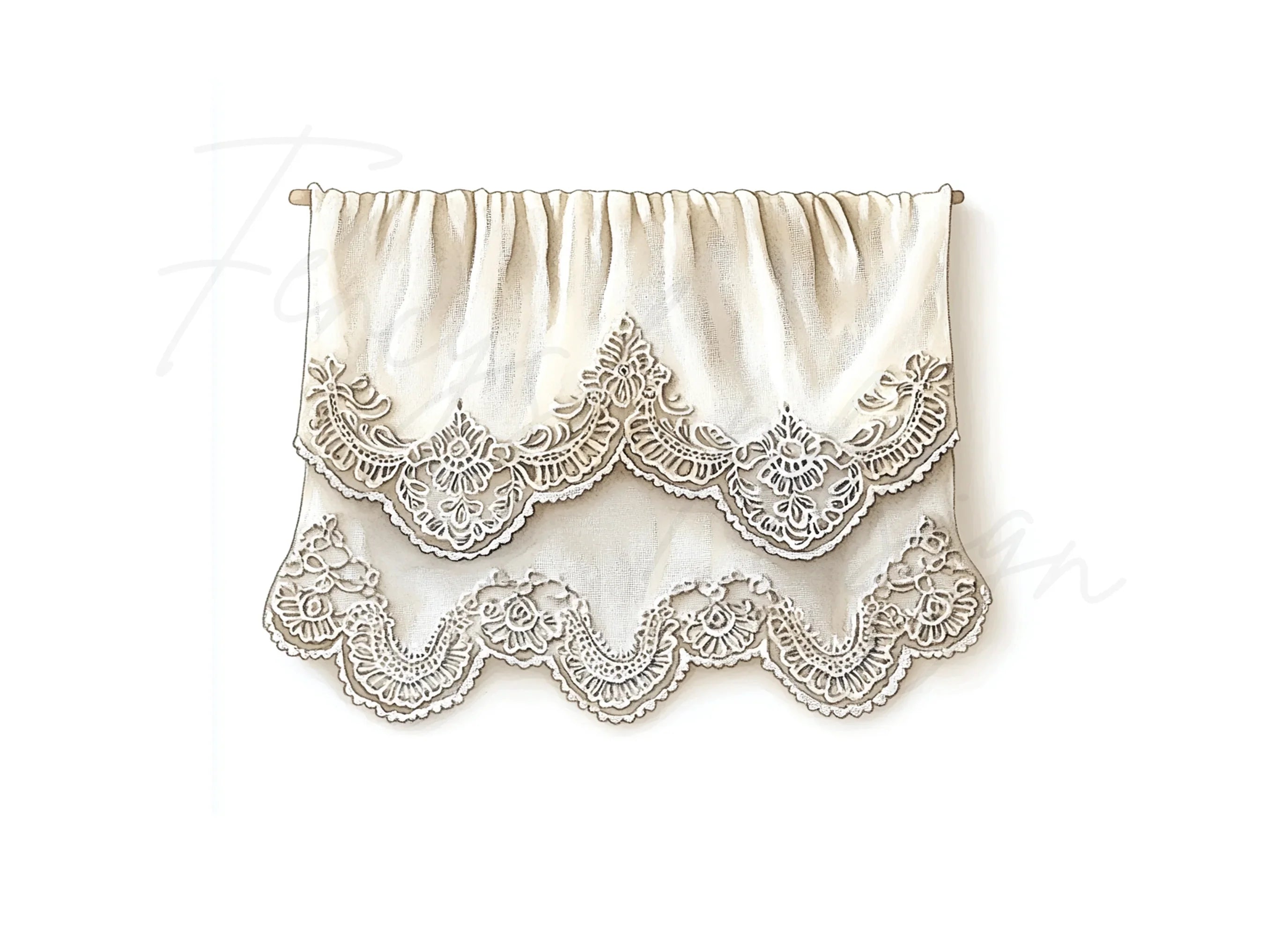 Elegant Lace Bedding and Curtains Clipart Bundle