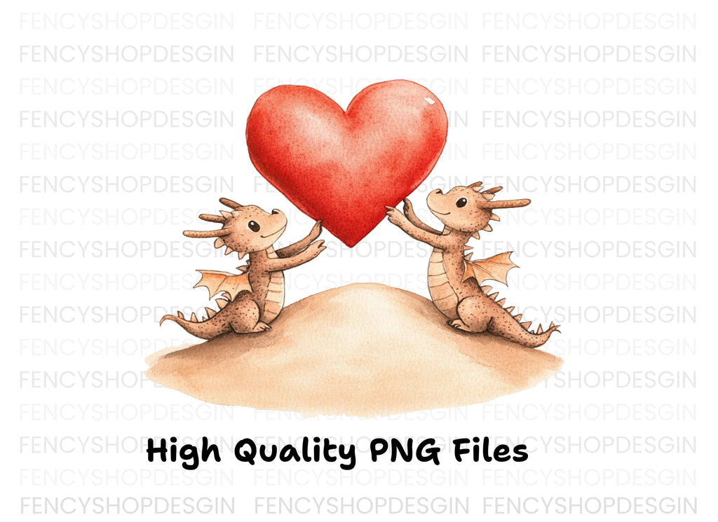 Baby Dragons with Hearts Clipart Bundle
