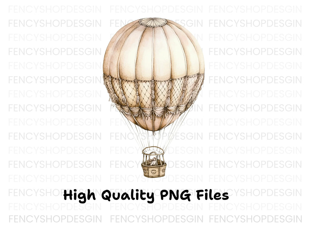 Vintage Hot Air Balloon Clipart Bundle