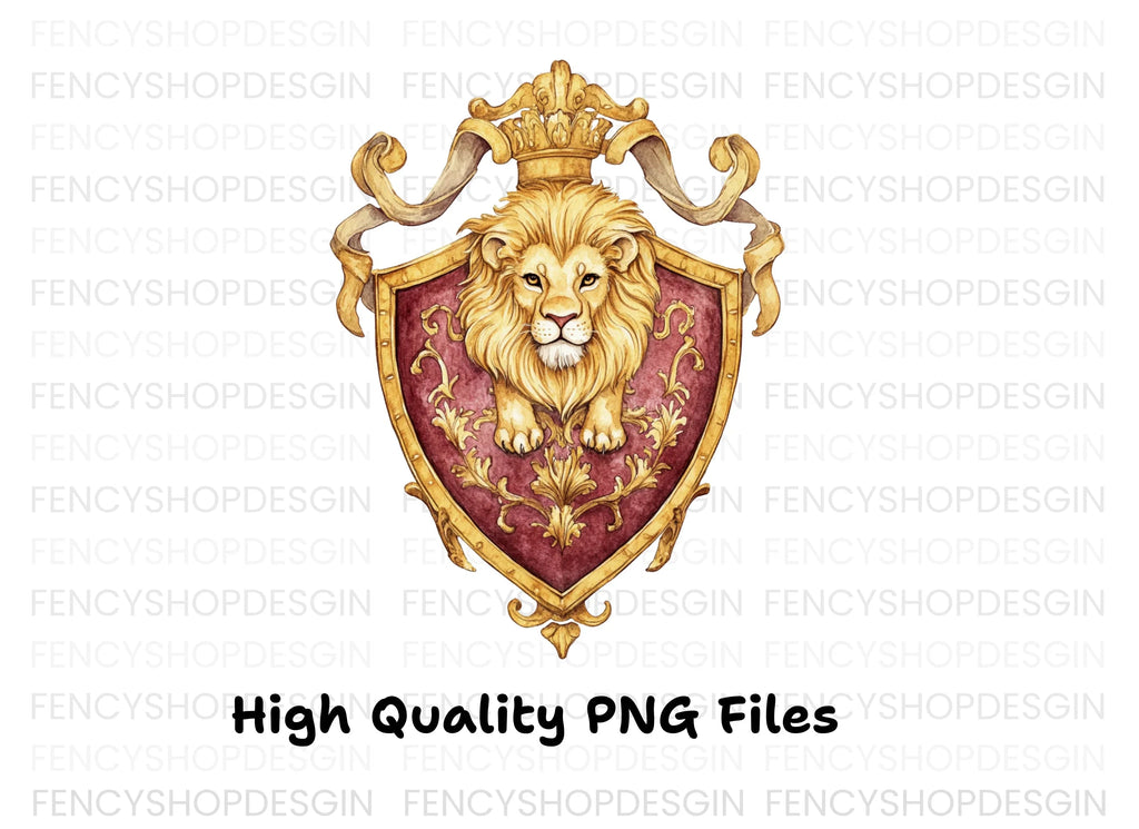 Royal Lion Shield Emblems Clipart Bundle