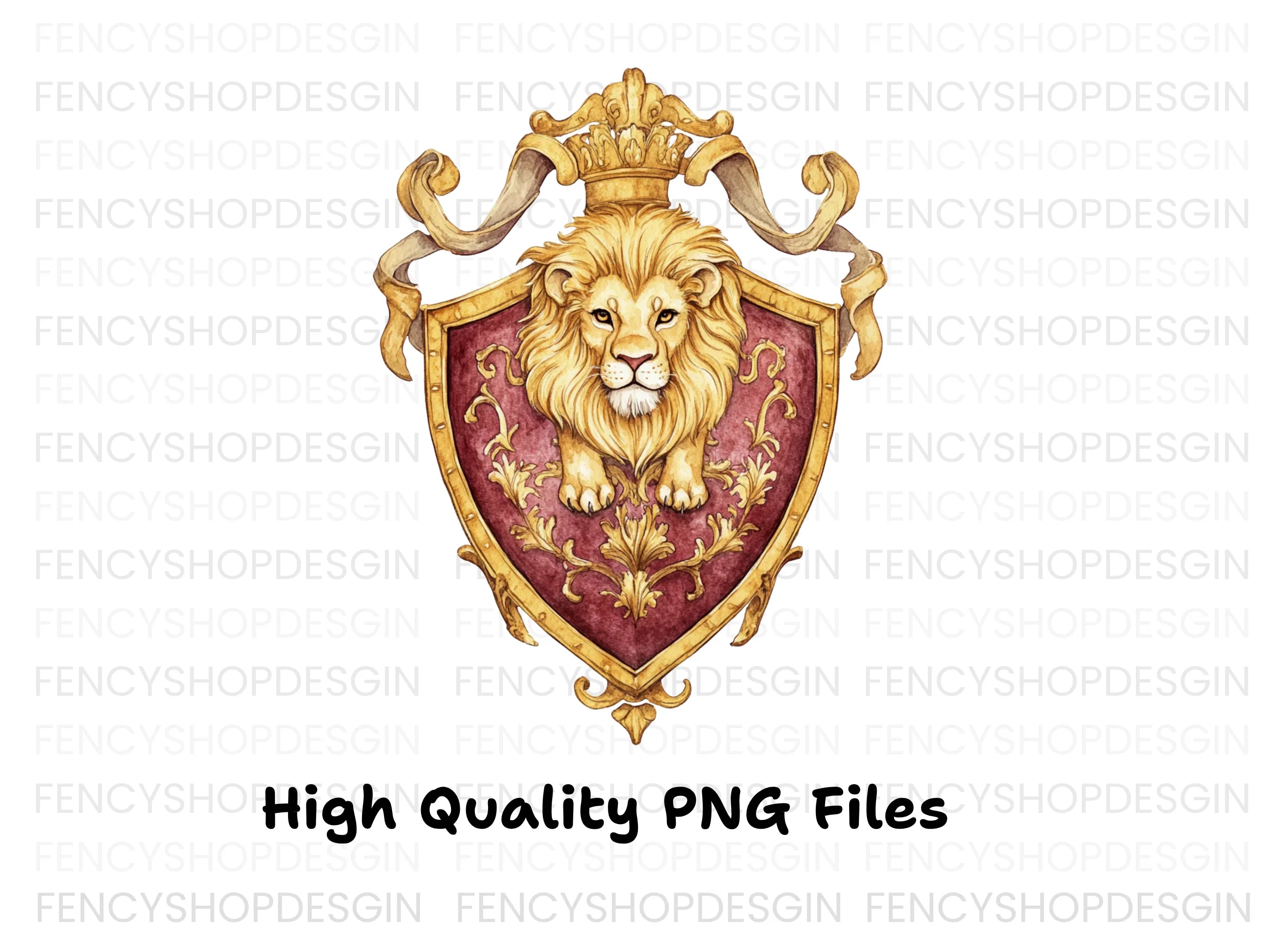 Royal Lion Shield Emblems Clipart Bundle