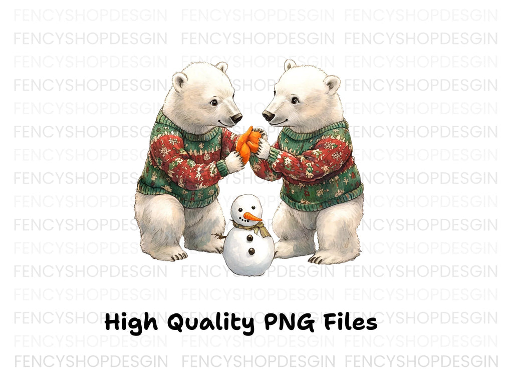 Cute Polar Bears Christmas Clipart Bundle