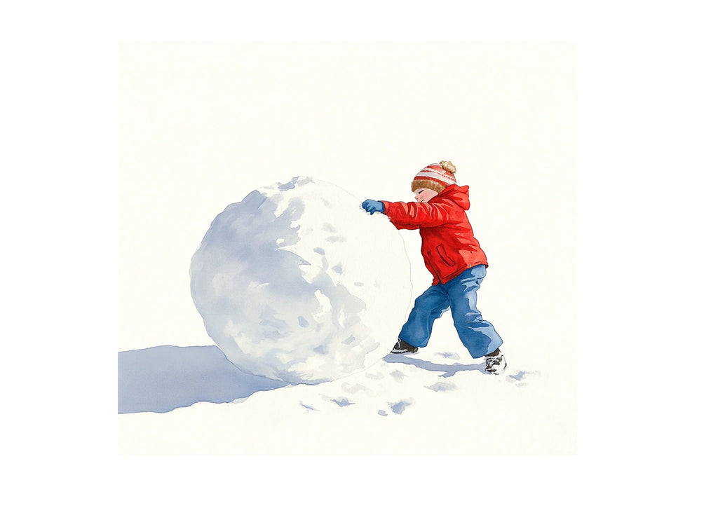 Boy Rolling Snowball Winter Clipart Bundle