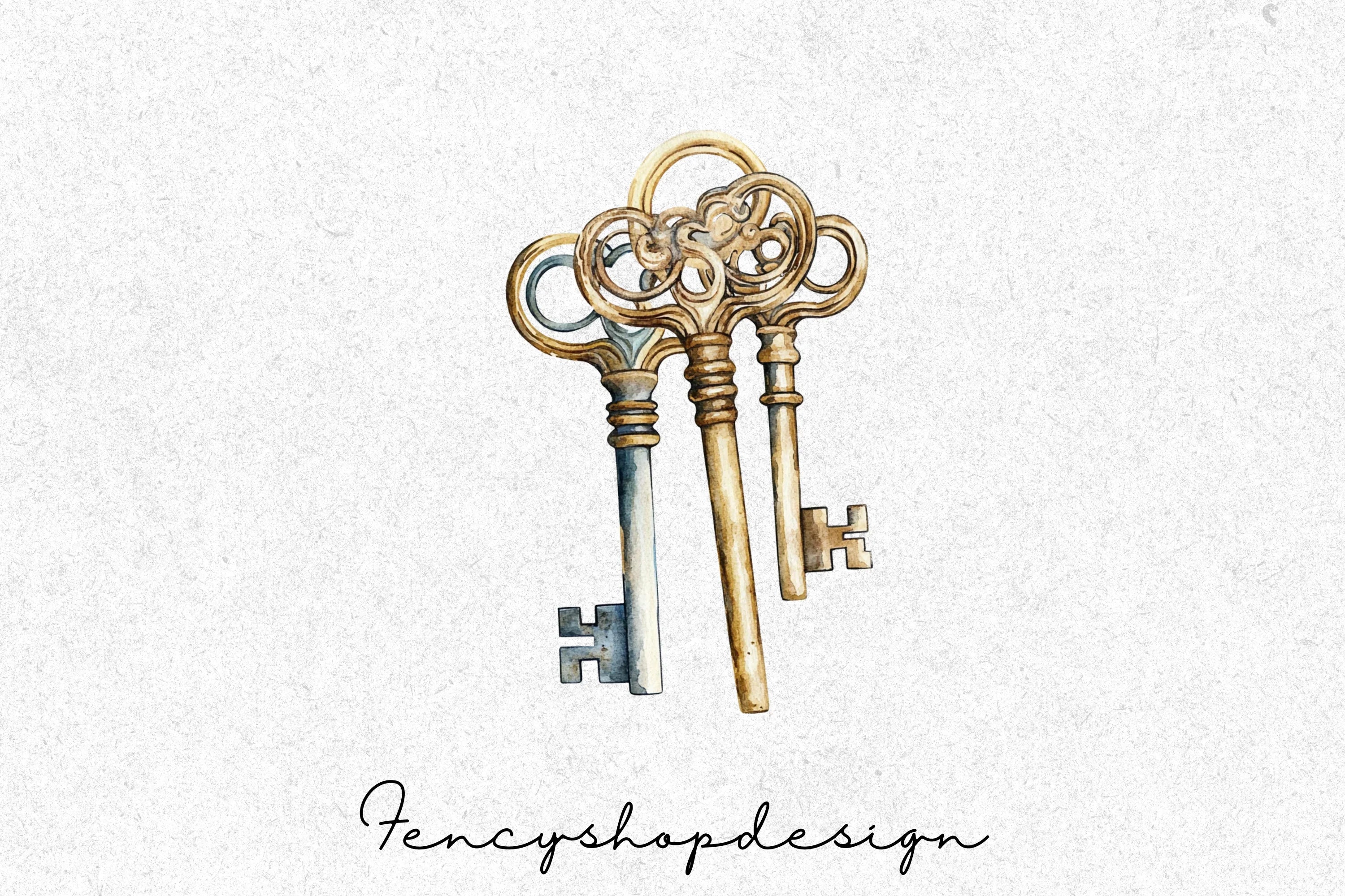 Antique Skeleton Keys Clipart Bundle