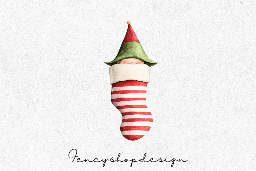 Festive Elf and Stocking Clipart Bundle