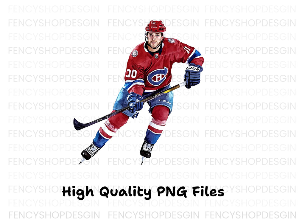 Red Hockey Team Action Clipart Bundle